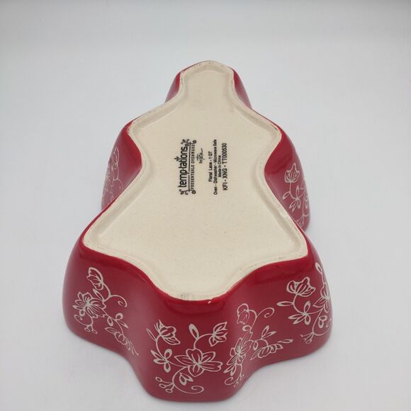 Temp-tations Floral Lace Red Tree Shape Casserole Baking Dish 1 Qt. - Picture 6 of 7